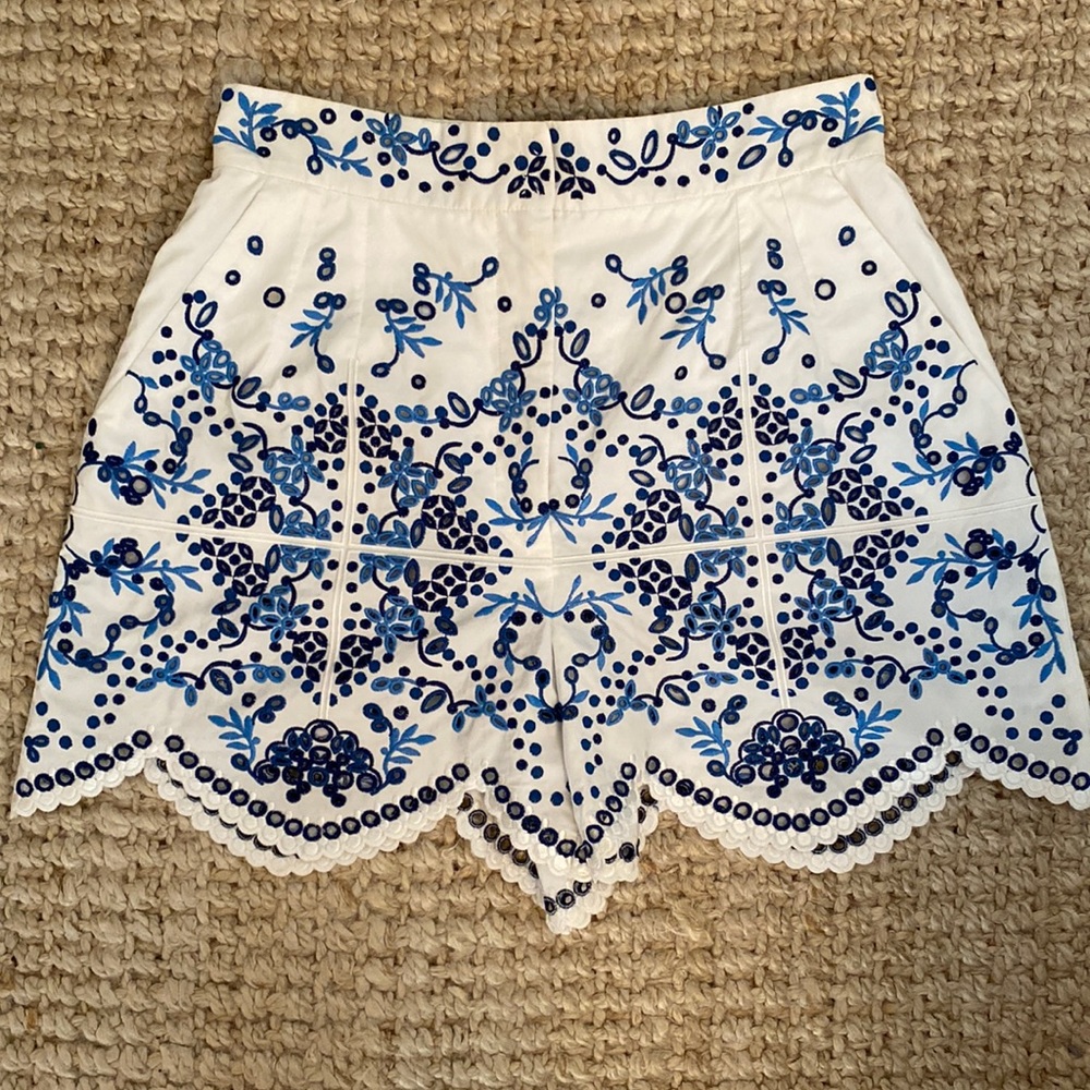 Dolce & Gabbana Blue & White Eyelet Shorts